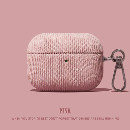 Luxury Corduroy Pattern New Earphone Case for Airpods Pro 2 with Keychain Soft Leather Protective Cover for Airpods 1 2 3 ﻿Pro3