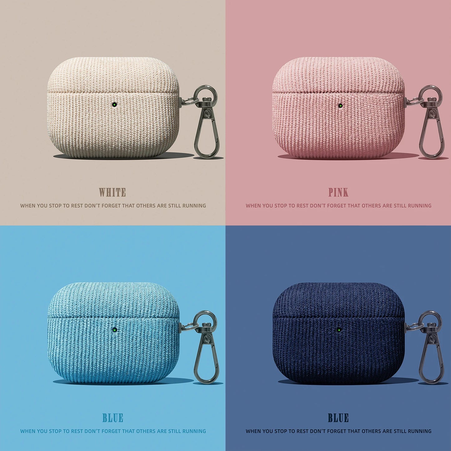 Luxury Corduroy Pattern New Earphone Case for Airpods Pro 2 with Keychain Soft Leather Protective Cover for Airpods 1 2 3 ﻿Pro3