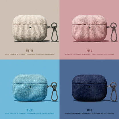 Luxury Corduroy Pattern New Earphone Case for Airpods Pro 2 with Keychain Soft Leather Protective Cover for Airpods 1 2 3 ﻿Pro3