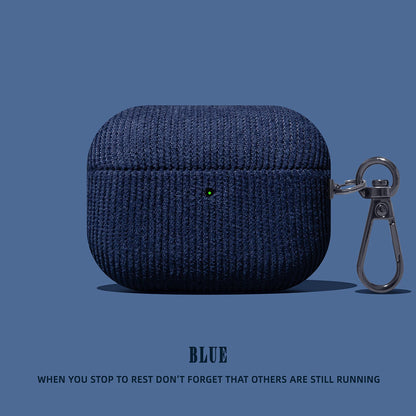Luxury Corduroy Pattern New Earphone Case for Airpods Pro 2 with Keychain Soft Leather Protective Cover for Airpods 1 2 3 ﻿Pro3