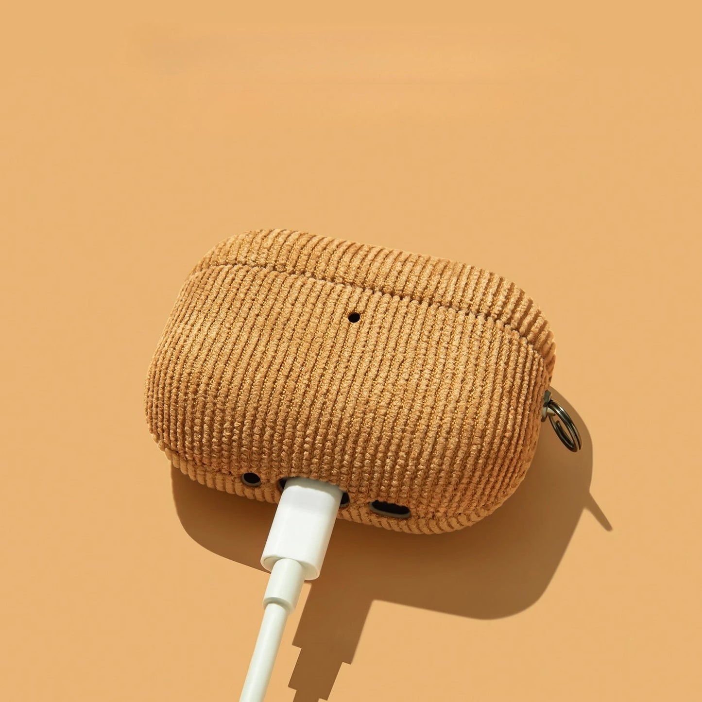 Luxury Corduroy Pattern New Earphone Case for Airpods Pro 2 with Keychain Soft Leather Protective Cover for Airpods 1 2 3 ﻿Pro3