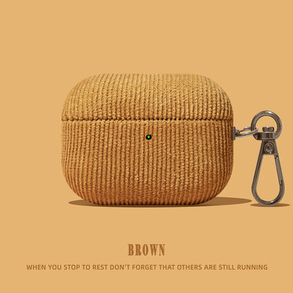 Luxury Corduroy Pattern New Earphone Case for Airpods Pro 2 with Keychain Soft Leather Protective Cover for Airpods 1 2 3 ﻿Pro3