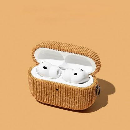 Luxury Corduroy Pattern New Earphone Case for Airpods Pro 2 with Keychain Soft Leather Protective Cover for Airpods 1 2 3 ﻿Pro3